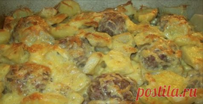 Нежные мясные «ежики» с картошкой под сыром