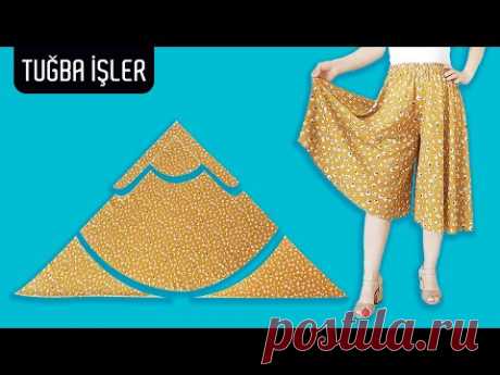 Как просто сшить очень удобные широкие короткие брюки кюлоты | Tuğba İşler