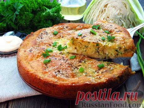 Рецепт: Заливной пирог с капустой (на сметане) на RussianFood.com