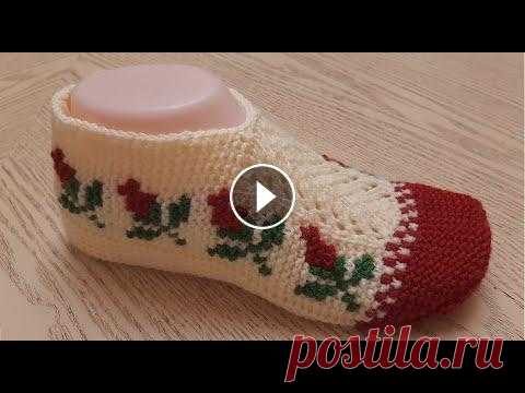 НОВИНКА 2021 : Классные тапочки-следки на двух спицах без швов ( 2 ЧАСТЬ ) 1 часть - Пряжа акрил 100% (300м/100г) Спицы №3,0 Подошва 23-24см...