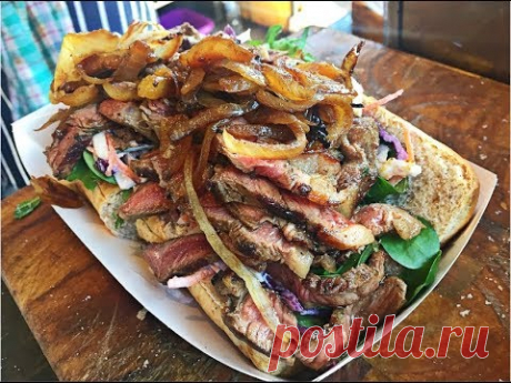 THE BIGGEST grilled beef sandwich GRILLED CHEESE & ONION MIXED SALAD BEST STEAK LONDON STREET FOOD