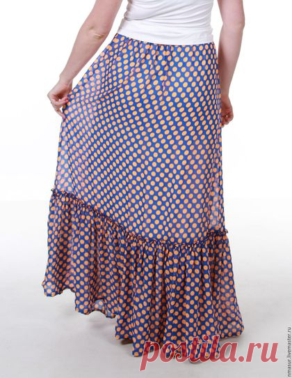 Купить Юбка в пол из шифона " Рыжий горошек" - в горошек, изумрудно-зеленый, юбка в пол