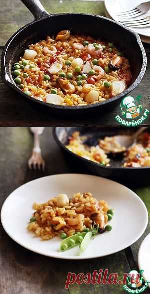 Паэлья из горсти креветок - кулинарный рецепт