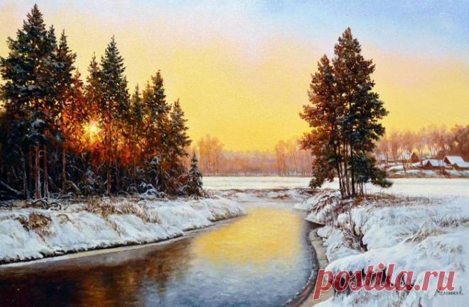 Зимние пейзажи и охота. 3 часть.Художник Мельников Александр Анатольевич .