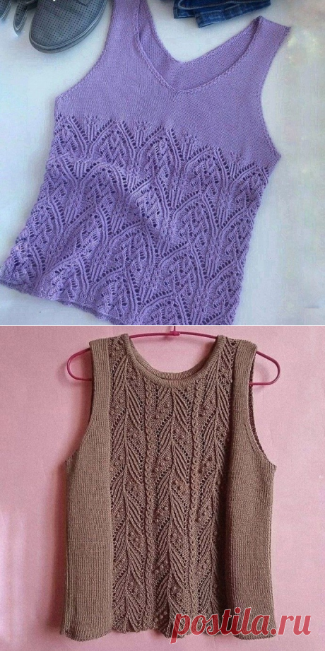Подборка красивых топов со схемами для любителей вязать спицами