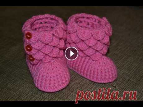 Пинетки &quot;Крокодильчики&quot; (Booties &quot;Crocodiles&quot;) КАК СВЯЗАТЬ ПИНЕТКУ НА ПРАВУЮ НОГУ ПОКАЗАНО С 1:27:09 МИНУТЫ ДАННОГО ВИДЕО!!! В этом видео-уроке я расскажу Вам, как связать красивые пинетки-сапожки ...