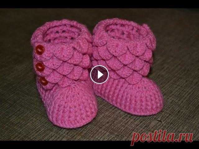Пинетки "Крокодильчики" (Booties "Crocodiles") КАК СВЯЗАТЬ ПИНЕТКУ НА ПРАВУЮ НОГУ ПОКАЗАНО С 1:27:09 МИНУТЫ ДАННОГО ВИДЕО!!! В этом видео-уроке я расскажу Вам, как связать красивые пинетки-сапожки ...