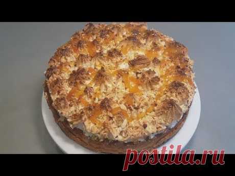 Песочный пирог с абрикосовым джемом и белковым кремом Вкусный и Простой