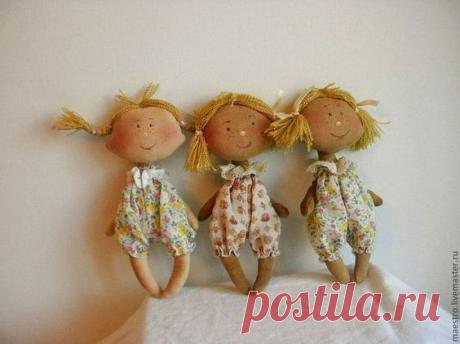 игрушка примитив Пупсик тонирована кофе и ванилью | Куклы