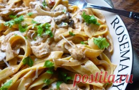 Паста с курицей и грибами в сливочном соусе: 9 шагов к удовольствию | Мой кухонный мир | Яндекс Дзен