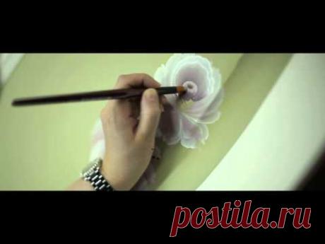 Tagil roses. One stroke painting withTatyana Kudryavtseva. Brushes "Т.Кудрявцева"