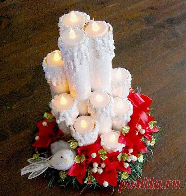 Красота из ничего: новогодняя композиция со свечами из картонных втулок — Сделай сам, идеи для творчества - DIY Ideas