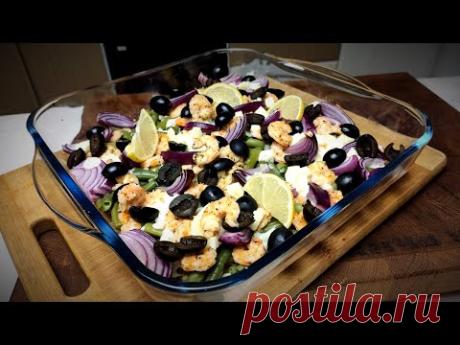 Запеченные КРЕВЕТКИ в духовке с Сыром и овощами.
