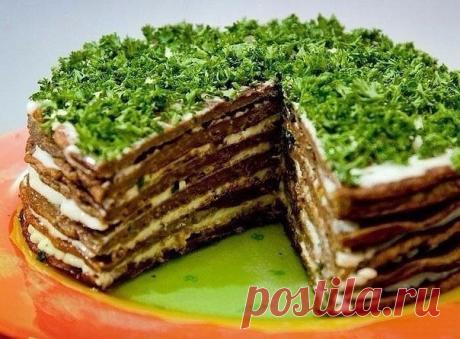 Как приготовить самый вкусный печёночный тортик - рецепт, ингредиенты и фотографии