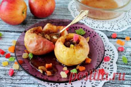 Яблоки запеченные с медом, корицей и орехами в микроволновке рецепт с фото пошагово - 1000.menu