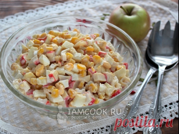 Салат с крабовыми палочками, яйцами и кукурузой — рецепт с фото на Русском, шаг за шагом. Салат на скорую руку из доступных продуктов. #рецепт #рецепты #салат #салаты #салатик #еда #закуска #закуски