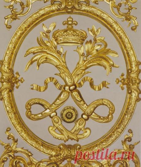Insignia of Louis XIV, intertwined L-shapes, from a door panel, Versailles  |  Pinterest