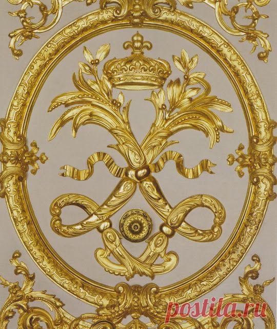 Insignia of Louis XIV, intertwined L-shapes, from a door panel, Versailles  |  Pinterest