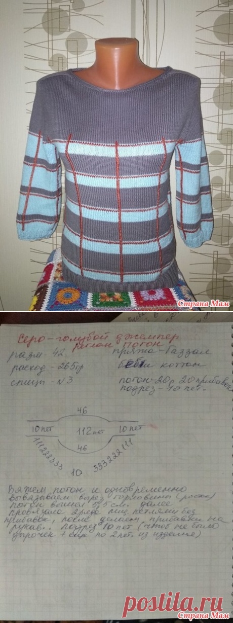 Джемпер спицами реглан погон - Вязание - Страна Мам