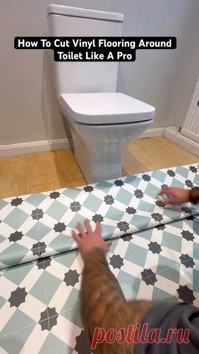 HOW TO CUT VINYL FLOORING (Toilet WC) #diy #vinyl #howto #shorts
