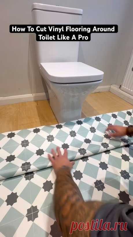 HOW TO CUT VINYL FLOORING (Toilet WC) #diy #vinyl #howto #shorts