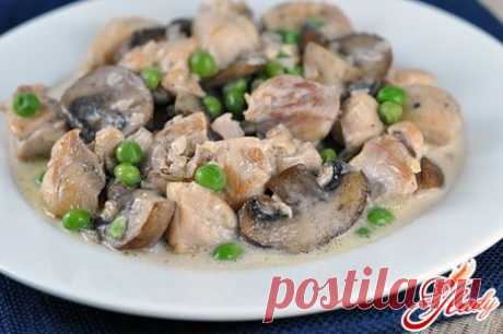 Курица с грибами в духовке и микроволновке