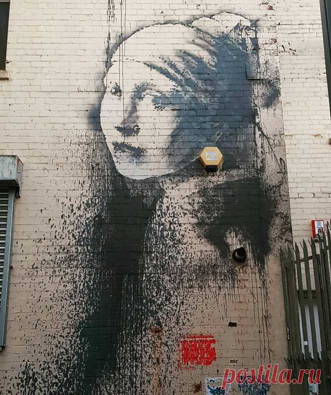 My favourite painting is Girl with a pearl earr... • chubbyunicorndiaries My favourite painting is Girl with a pearl earring so it was quite special to see this @banksy in Bristol. #girlwiththepiercedeardrum - @chubbyunicorndiaries