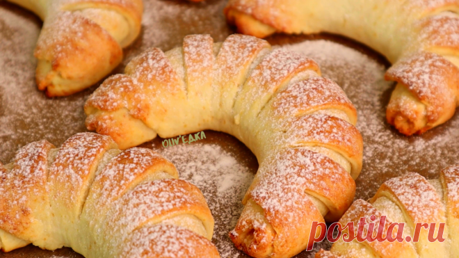 Творожные рогалики очень быстрые и без возни! Вкусная яблочная начинка с изюминкой | oliv'едка | Рецепты | Дзен