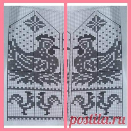 Петушки на варежках от Л. Назиной.