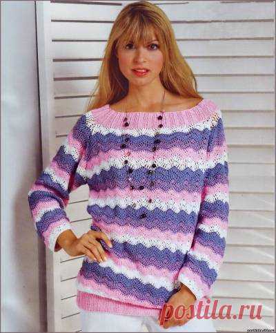 Ажурный пуловер из зигзагов. Схема вязания пуловера крючком. - Схемы вязания пуловера - Схемы для вязания - Уроки вязания крючком - Вязание крючком, мотивы, схемы для вязания крючком