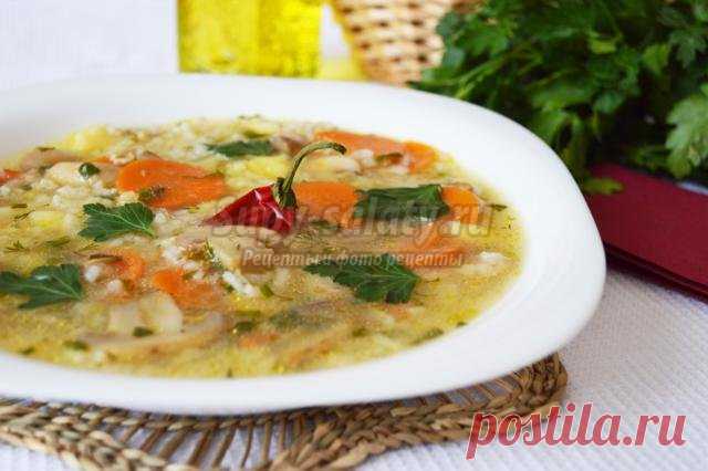 Быстрый грибной суп с рисом. Рецепт с пошаговыми фото