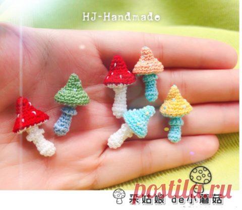 Грибы крючком, больше 30 схем идей и описаний для вязания грибов