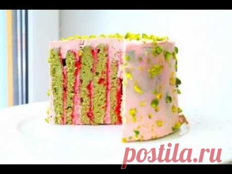 Торт с ВЕРТИКАЛЬНЫМИ КОРЖАМИ !!!! Фисташка Малина