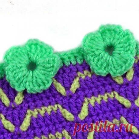 Обвязка края с цветочками