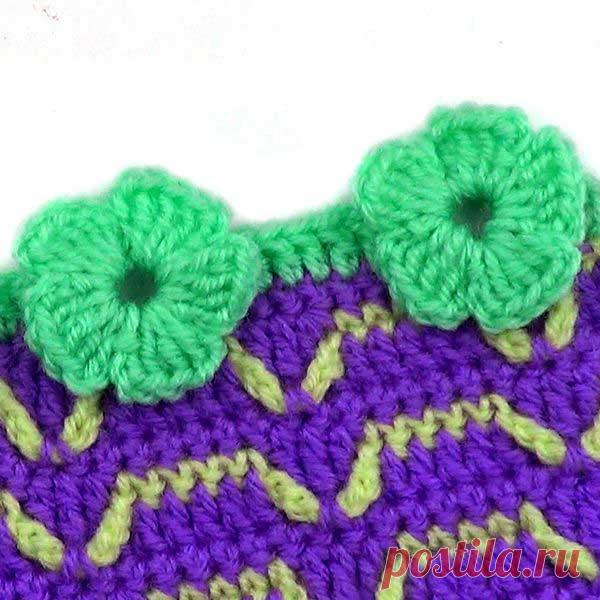 Обвязка края с цветочками