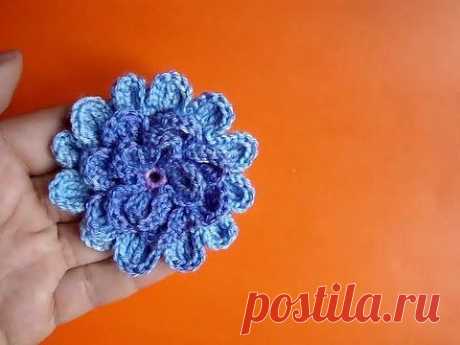 Вязаные цветы Георгин Урок 30 Crochet flower pattern dahlia - YouTube