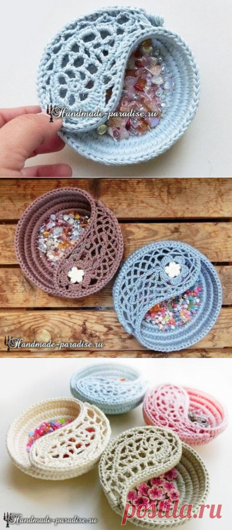 Корзинка из веревки с обвязкой крючком - Handmade-Paradise