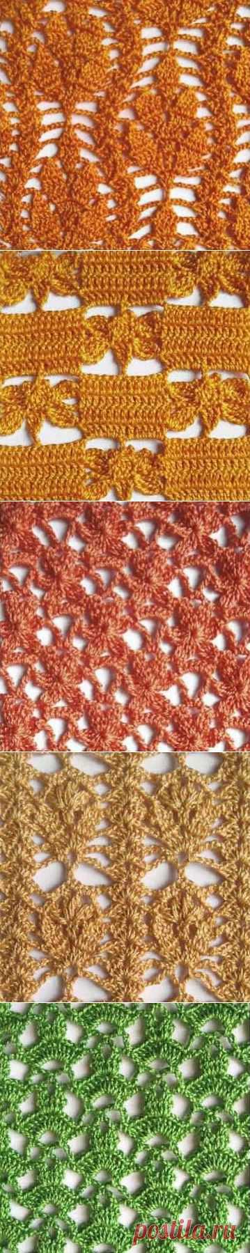 Ажурные узоры крючком.