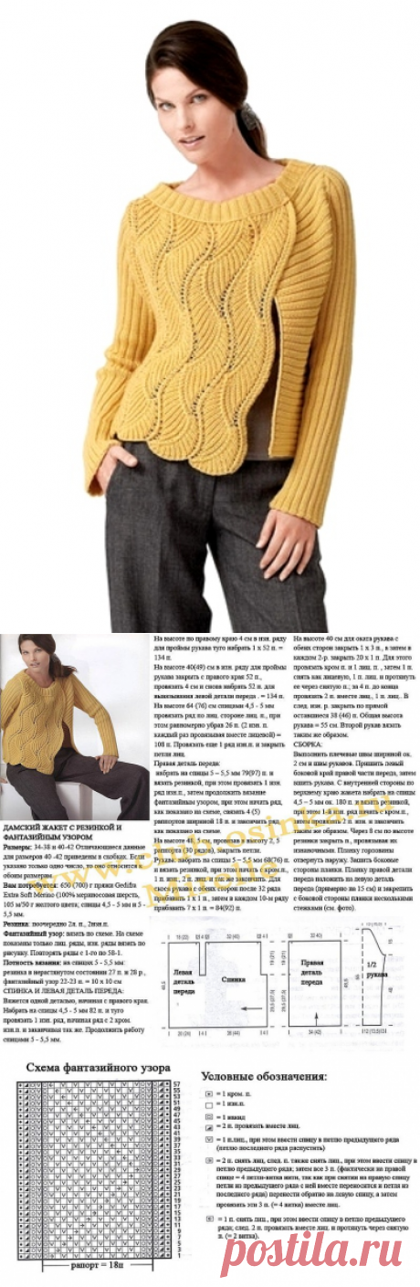 Фантазийный узор спицами. Жакет.