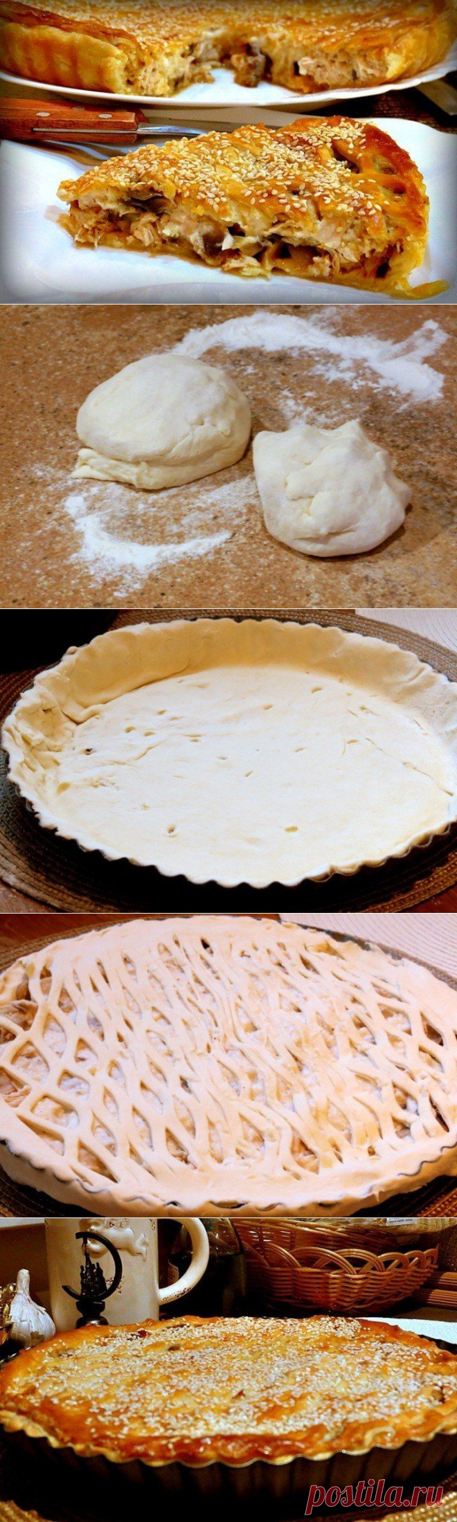 Как приготовить пирог с курицей и грибами - рецепт, ингридиенты и фотографии