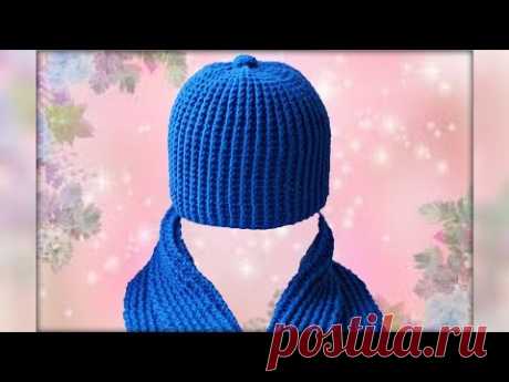 Шапка крючком для начинающих. Crochet hat.