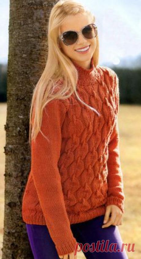 Пуловер с узором &quot;Косы&quot;. Вязание спицами для женщин. Узелок.ру