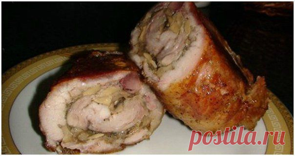 Рулет мясной с грибами.