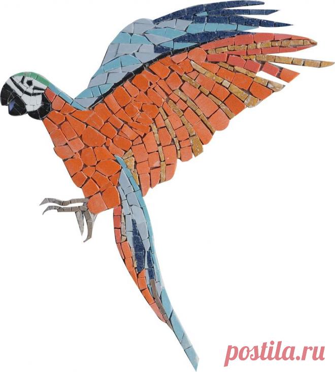 Mosaic Wall Art - Landing Orange Macaw Parrot A colorful representation of a landing macaw that is perfect for creating a vibrant setting. This mosaic wall art is a great fit to any animal or bird lover's home that adds a fascinating impression to any of your visitors. Customization is available for size to give the best fit for your indoor or outdoor space.