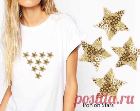 12 pcs Iron On STARS Patch Applique for DIY Fashion by KBazaar