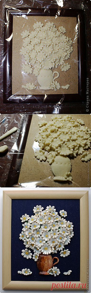 Картина "Ромашки" из соленого теста | Умелые ручки