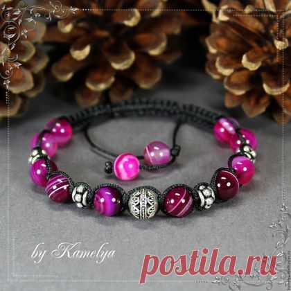 Купить Браслет Шамбала Shamballa "Агата" - натуральные камни, серебро 925 пробы, красивый подарок