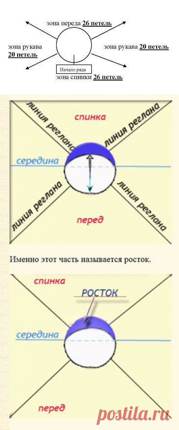 Расчет петель при вязании реглана (без швов) на круговых или на 5 спицах | Золотые Руки