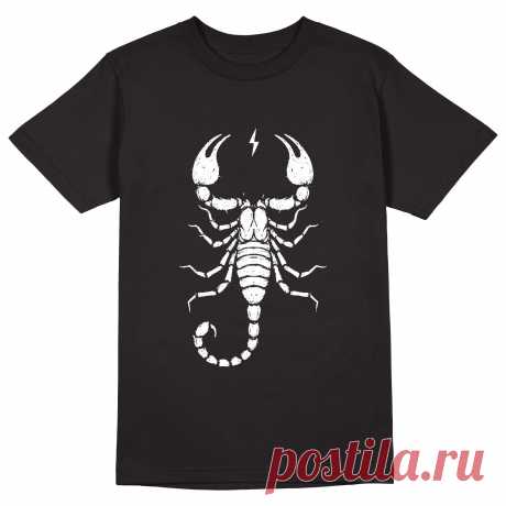 Мужская футболка «Скорпион. Знак зодиака. Гороскоп. Scorpion.» цвет черный - дизайнер принта Kaplio
