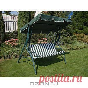 Качели садовые
Садовые качели – место, где можно с комфортом отдохнуть, расслабиться, заняться чтением или созерцанием окружающего пейзажа.
Сама конструкция устойчива и выдержит значительный вес, не подвергаясь деформации, что достигается благодаря повышенной толщине несущих труб.
Мягкие подушки комфортны для сидения, верхний тент защитит от ярких солнечных лучей или теплого летнего дождика.
Комплектация: садовые качели имеют металлический каркас, 2 матраца в виде удобных, мягких подушек
